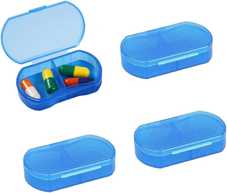 2PCS Pill Case for Purse Small 4PCS Pill Organer Portable Travel Daily Pill Containers AM & PM Mini Pill Box, שמן דגים, תוסף Holer
