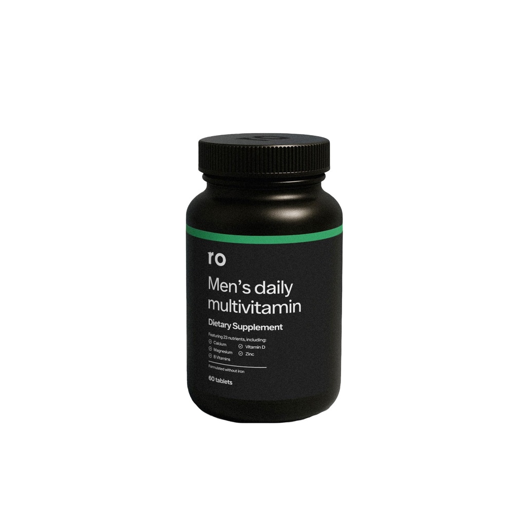 Ro Daily Multivitamin for Men | תמיכה בפעילות גופנית, המוח + בריאות הלב, מערכת החיסון עם 23 חומרים מזינים מרכזיים כולל Calcium, Magnesium ו- Zinc | Day Supply (60 טבליות)