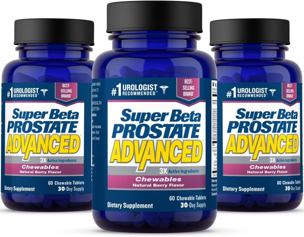 SUPER BETA ProSTATE Advanced Chewables - Prostate Support Supplement for Men's Health (180 Chews, 3Pack)