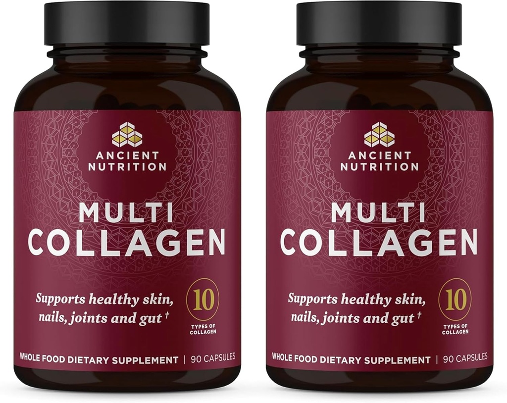 תזונה עתיקה Collagen Peptides קפסולות תוסף, hydrolyzed Collagen Pills for Women & Men, Supports Healthy Skin & Nails, Gut Health & Joint Support, Snapnk-Wrapped 90 Count Bundle (2 Pack)