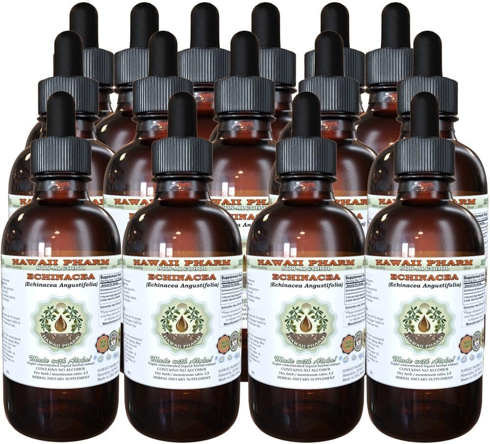 Echinacea אלכוהול חינם לחלץ, Echinacea (Echinacea Angustifolia) Dried Root Glycerite הוואי Pharm טבעי צמחייה 15x4 oz