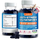 חניכיים נוחות מתח - 1500MG 5HTP עם L-theanine Gaa & L-Tyrosine - Ashwagandha Herbal תוספת תמיכה אזהרות אינטלקטואליות המוח טבעוני Mood Booost תוספי עבור ילדים ומבוגרים שנעשו בארה"ב