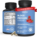 תוספת לתמיכה בלחץ דם - הות'ורן, Hibiscus, Garlic & Olive Leaf - Heart Health & Circulation Support - B12, B6 - טבעוני, Non-GMO - 90 Caps (3-Month Supply)
