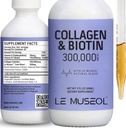 קולאזן נוזלי לנשים, 300,000mcg נוזל ביוטין ותוספים קולג'ן טיפות לשיער, גידול ציפור גלינג עור - 60 מ"ל