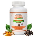 תוסף Turmeric Curcumin עם ג'ינג'ר, Ceylon Cinnamon ו- Black Pepper Complex 5 ב-1 פורמולה, Curcuma Longa, Max Absorption, 1000 מ"ג, 120 מ"ג, קפסולות ייצור צמחים
