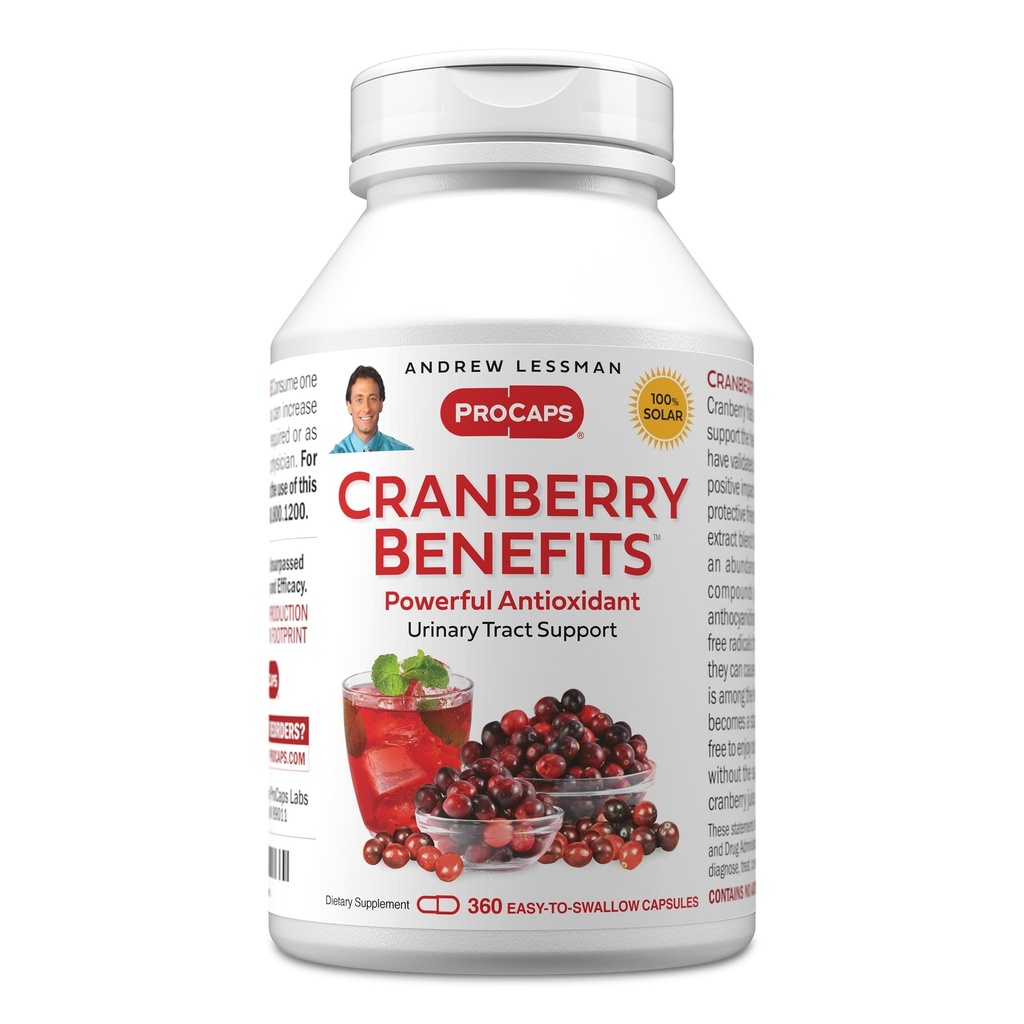 ANDREW LESSMAN קרייןberry היתרונות - 360 קפסולות - תמיכה Bladder, Kidney ו- Urinary Tract Health. מטבוליזם גבוה של פירות קריין, קטן קל לקפסולות Swallow