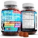 Ashwagandha Maca Root Gummies עם Fenugreek Hibiscus Slippery Elm Saffron לחלץ & Beta Carotene | Peach Flavor Vegan Gummys Fitogen Cortisol תוסף Energlo על ידי נקיטרה