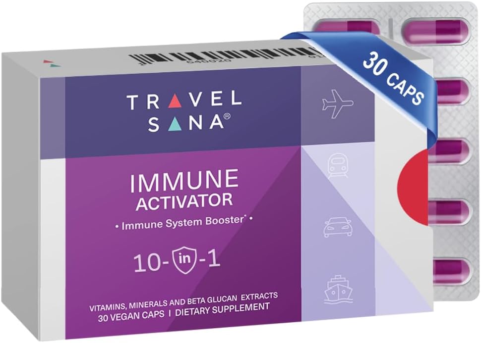 Immune Activator | 10in-1 Immune Booster | Immune Support Supplement with Beta-Glucan, ויטמין C, A, D3, B6, B9, B12, Znc, Selenium ו Manganese | 30 קפסולות טבעוניות טבעוניות