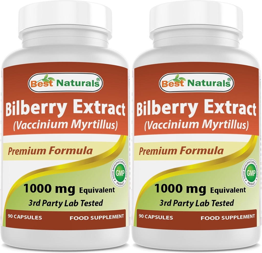Best Naturals Bilberry 1000 Mg 90 קפסולות (90 Count)