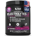 Zeal Naturals Electrolyte אבקת Recovery drink (90 מנות | Black Cherry) w 0 Sugar +BCAAs +B-Vitamins Electrolyte תוסף w Potassium Zinc & Magnesium עבור הידרה - Keto אלקטרוליטטס