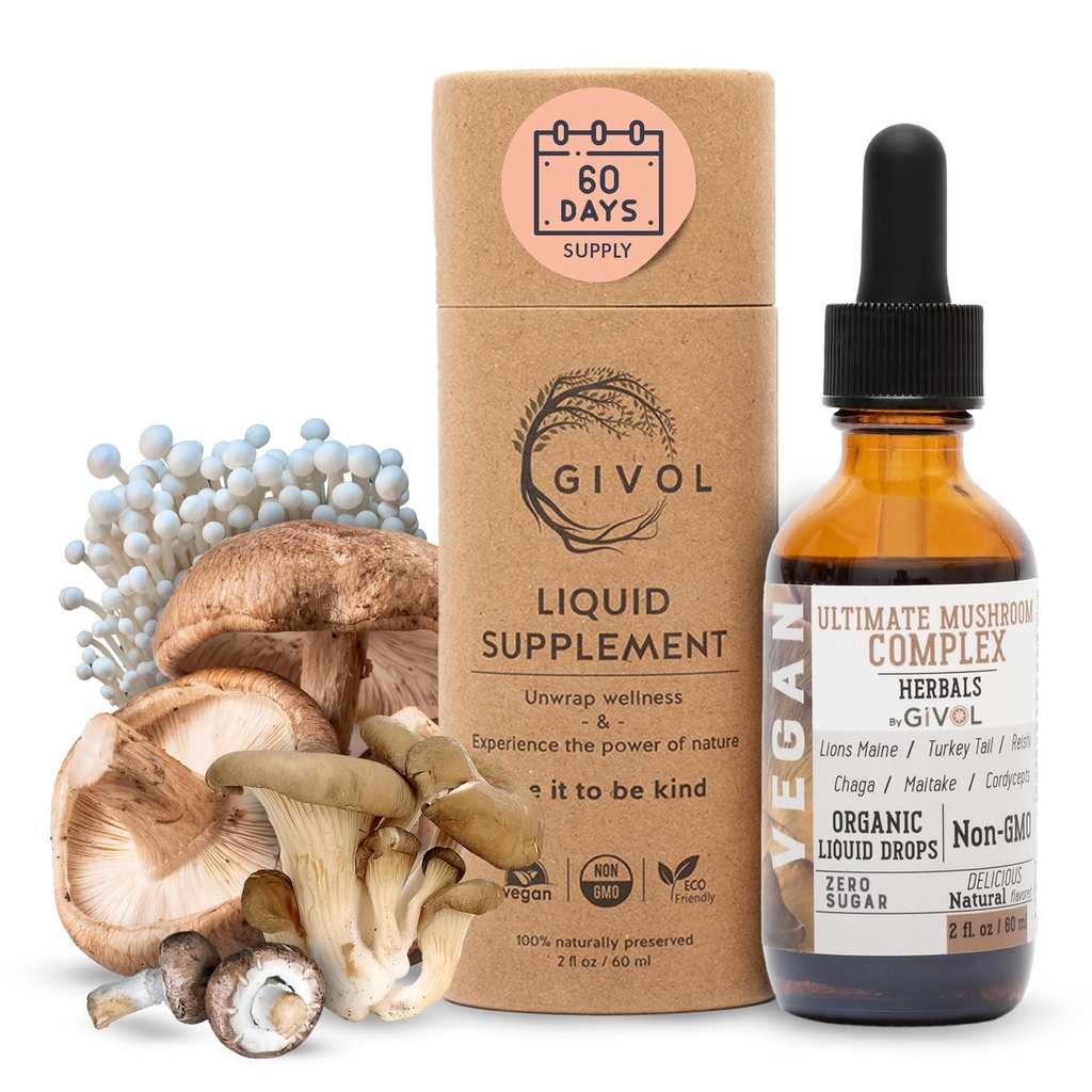 Final Immune Mushroom Complex טיפותs: Dynamic Herbal Band for Enhanced Performance & Energy, Fresh Lion's Mane, Reishi, Chaga Extracts, ויטמינים, 60 ימים אספקה