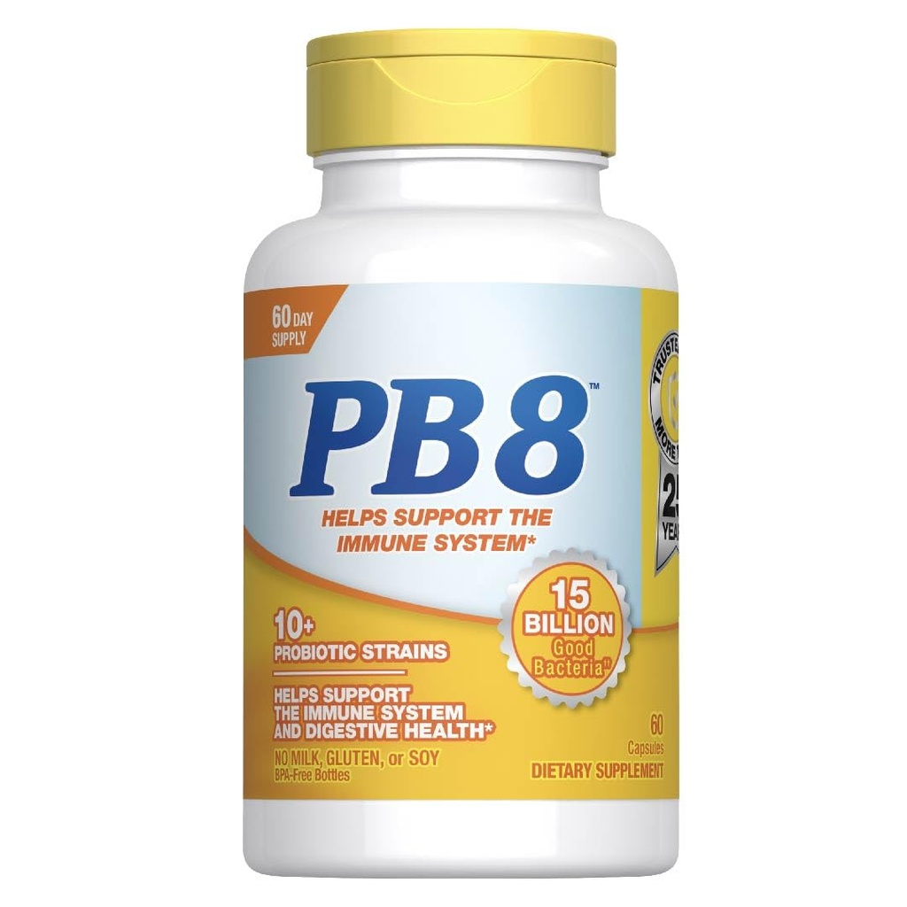 תזונה כעת PB 8 Probiotic Immune System and Digestive Support * Dietary Supplement, 60 Count Count