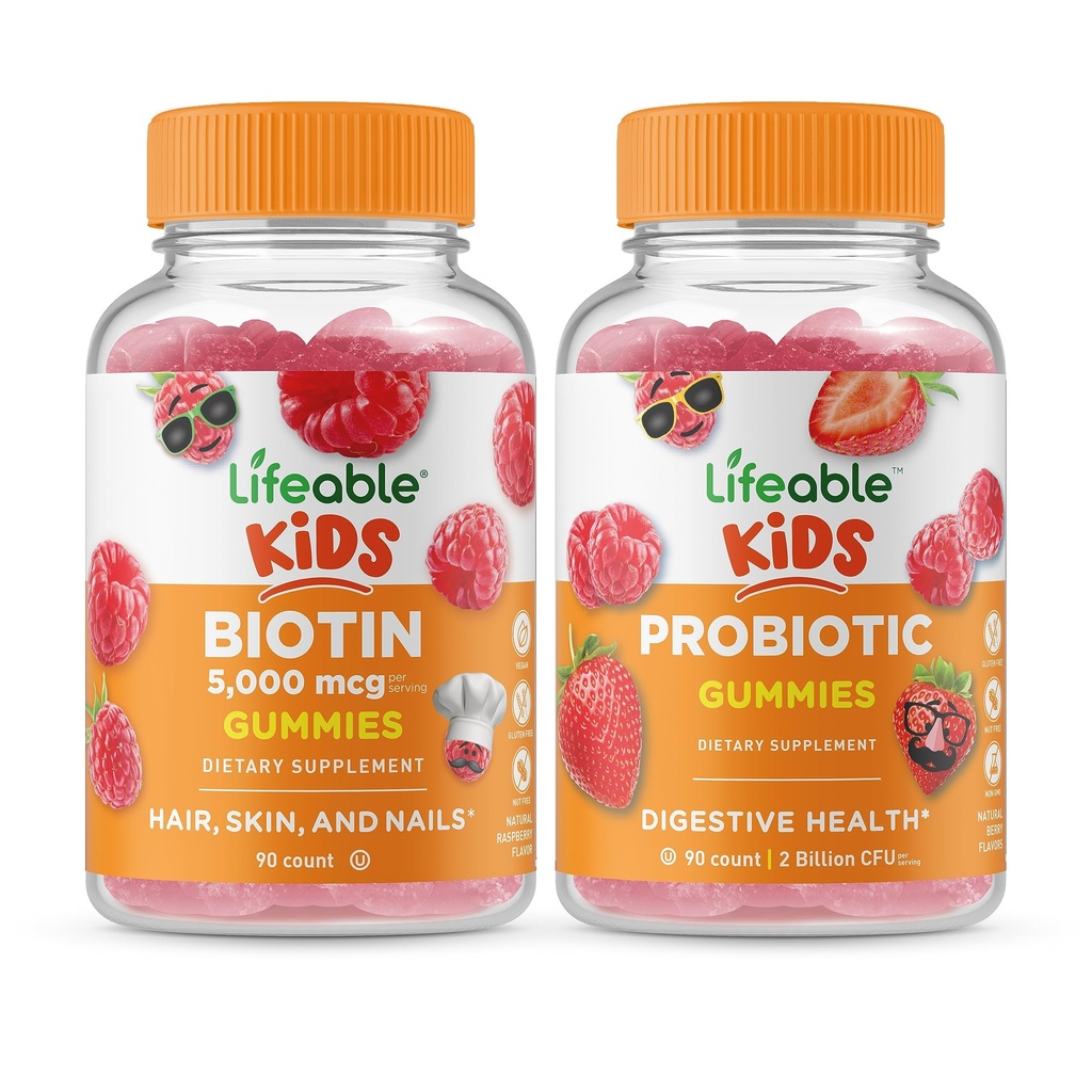 ילדים ביוטין חיים + Probiotic 2 מיליארד CFU ילדים, חניכיים בונדלה - גדול Tasting, ויטמין תוסף, Gluten Free, GMO חינם, Chewable Gummymy