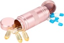 Small Pill Box Metal Pill Case - Portable Waterהוכחה Pill Container for Pocket Purse, Travel Daily Pill Holder, Medicine מארגנת עבור ויטמין/Fish Oil/Supplements Pink 1 Pack