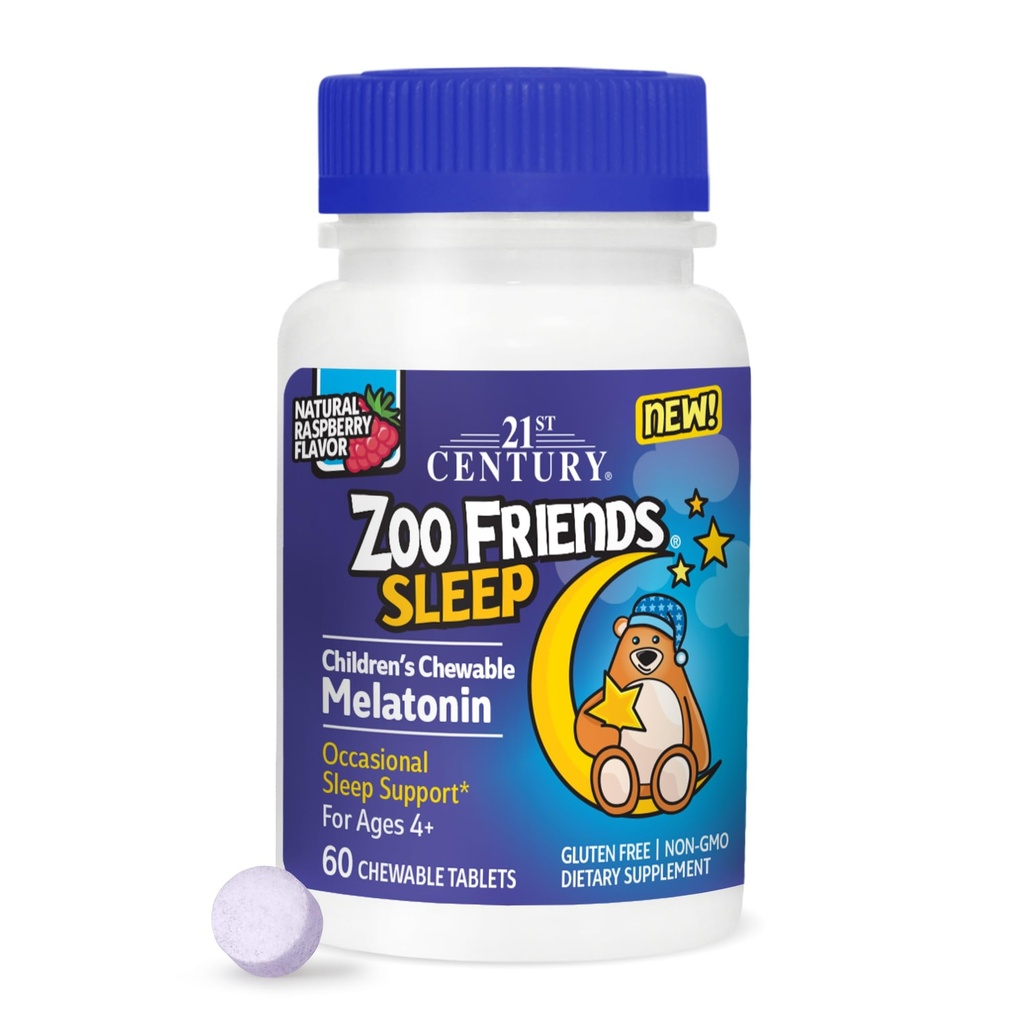 גן החיות של המאה ה-21 חברים ישנים מלטונין, Raspberry Flavor, 60 הרוזן