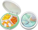Serfeymi Small Pill Box - 3 השוואתיות ב- Portable Pill Box for Purse Pocket, Compact Mini Travel Pill Case - מתאים לרפואה, ויטמין, שמן דגים, תוספים - לבן (Marble)