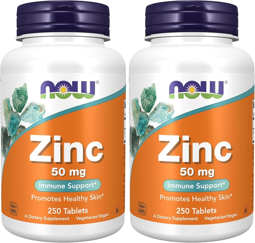עכשיו תוספים, Zinc (Zinc Gluconate) 50 מ"ג, תומך Enzyme פונקציות *, Immune Support *, 250 טבליות (Pack of 2)
