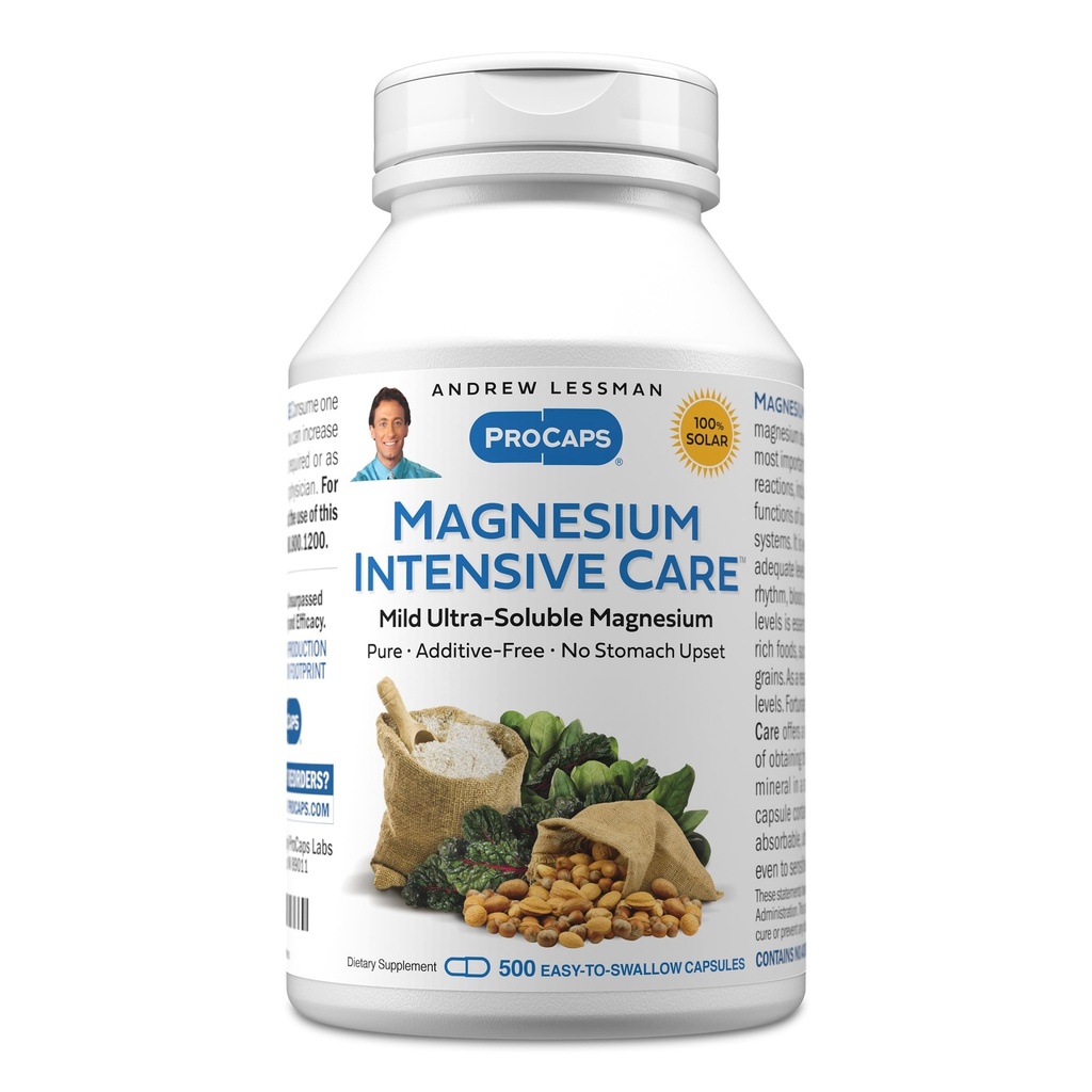אנדרו פחותמן Magnesium Intensive Care 500 קפסולות - 200 מ"ג מילד Ultra-Soluble Magnesium, תומך Nerves, השרירים, המוח והלב, אין תוספות, Gentle אפילו את Stomachs הסינסיבי ביותר