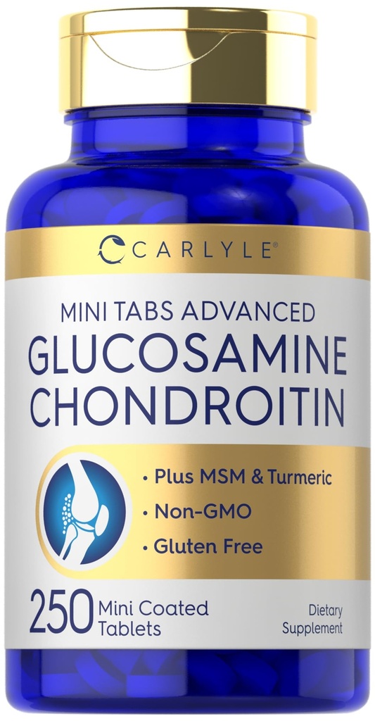 Carlyle Glucosamine Chondroitin MSM | 250 מיני טבליות | מתקדמות פורמולה עם Turmeric | Non-GMO, Gluten Freeten
