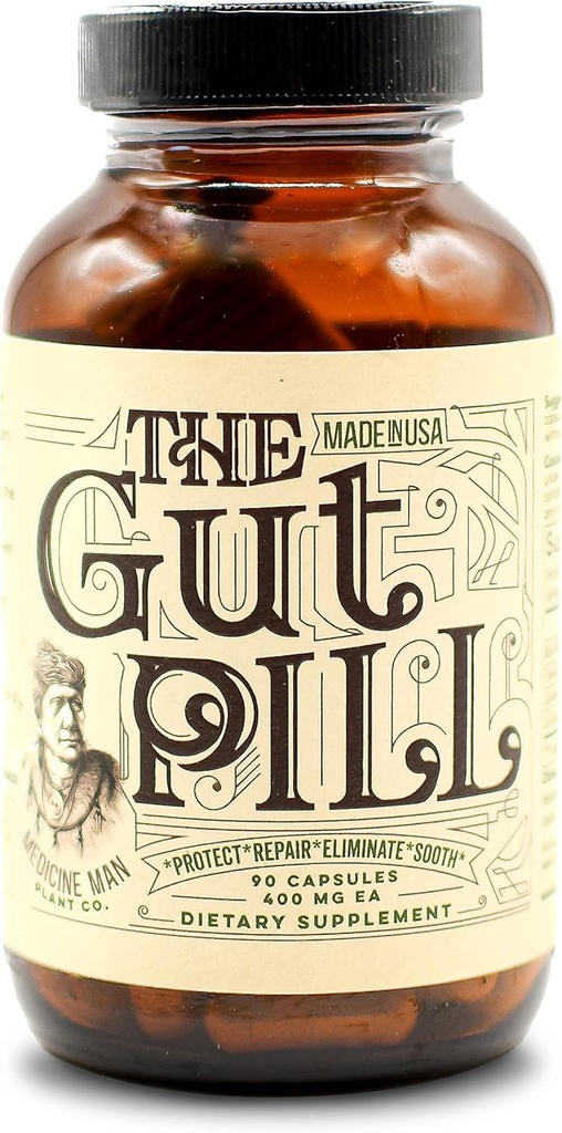 The Gut Pill 90 קפסולות - Natural Gut Health Supplements for Women & Men for Leaky Gut Fix - with Marshmallow Root Herb, Calendula Flower, Triphala פירותs, and Lactobacillus Acidophilus