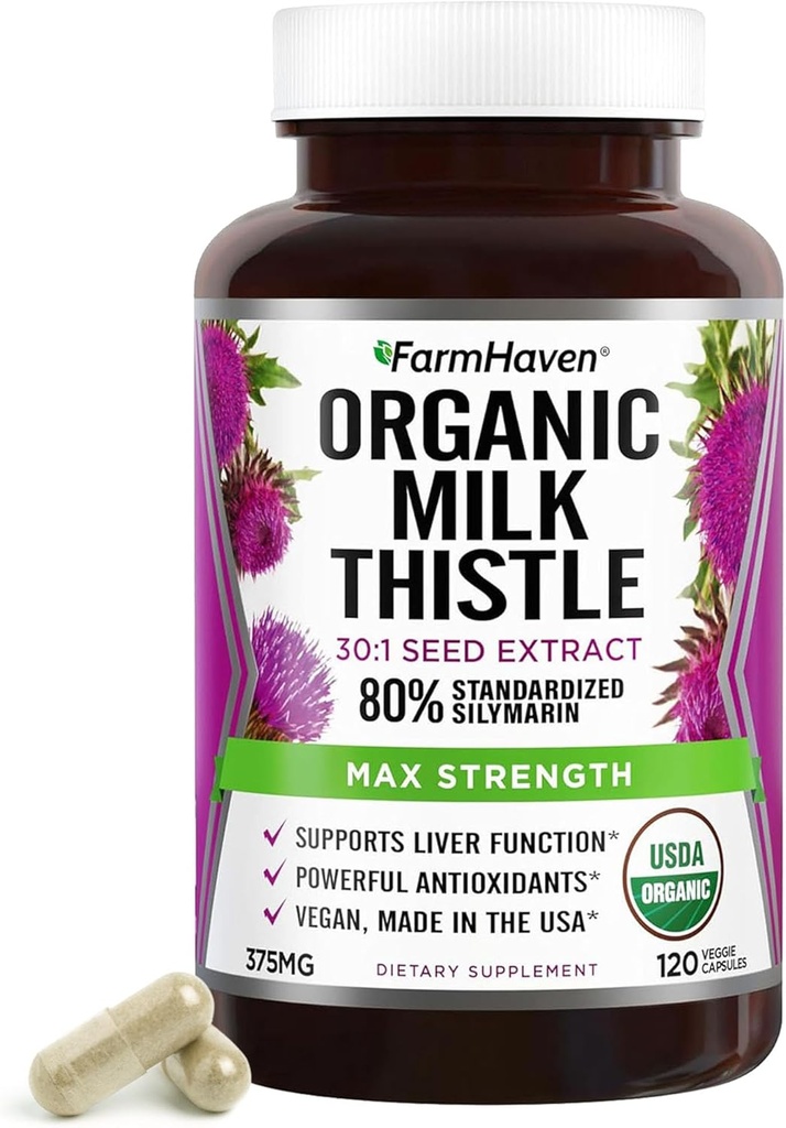 FarmHaven Silymarin חלב זהtle קפסולות | 375 מ"ג כוח | 30X ריכוזי Seed Extractd Extractd Extracted ו 80% סטנדרטי Silymarin