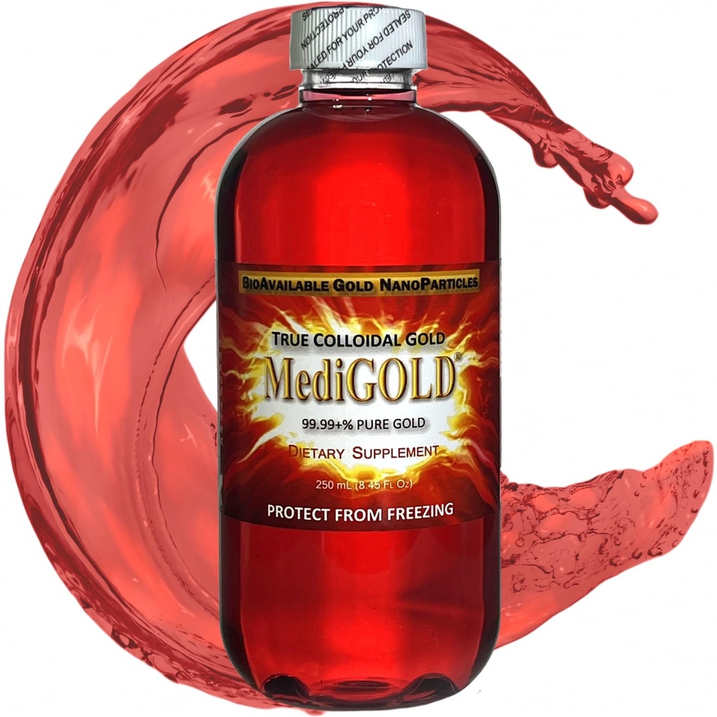 MediGOLD® True Colloidal Gold AuNP Nutritional תוסף - 250 מ"ל בבקבוק פלסטיק בהיר