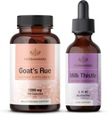 HerBAMAMAt's Rue and Milk Thistle Kit - Bundle של 1200 מ"ג של Goat's Rue כמוסות ו Milk Thistle Live Detox Drops 2 fl oz - טבעוני, non-GMO, סוכר ואלכוהול חינם - 2 Pack