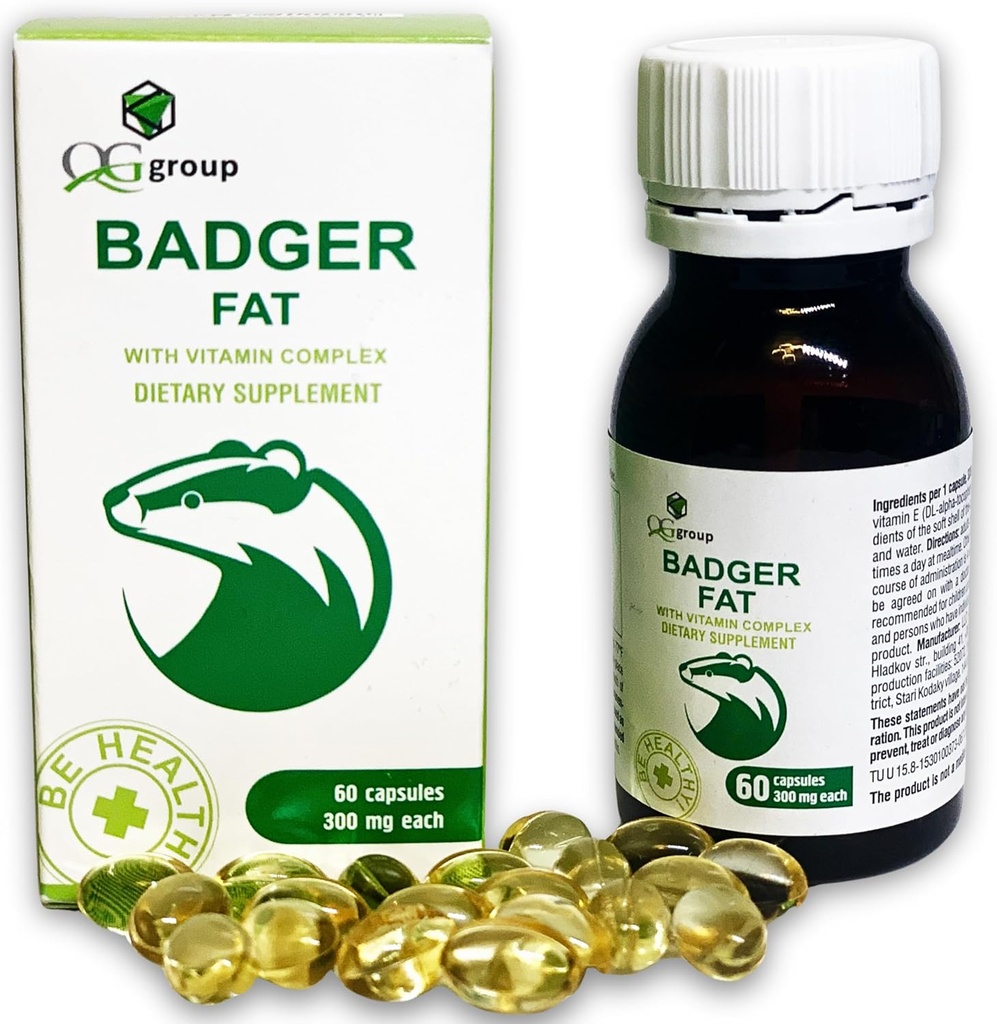 קבוצת QG Badger Fat Source of Polyunsaturated Fatty Acids - 60 קפסולות, 300 מ"ג כל אחד
