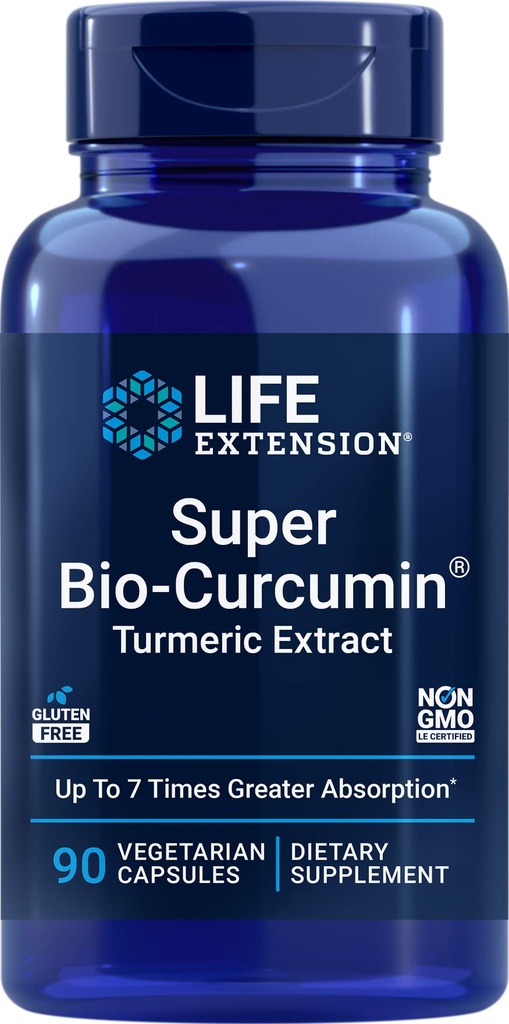 Life Extension Super Bio-Curcumin Turmeric Extract 400 מ"ג, 90 Veg Caps - קפסולות צמחוניות - non-GMO - Highly Absorbable