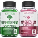 Supergreen & Magnesium Gummies - Magnesium Helps השרירים Recover, Delicious Supergreens with Spinach, Broccoli, Beetroot, Green Tea, & Acai for Immunity Support - 60mies