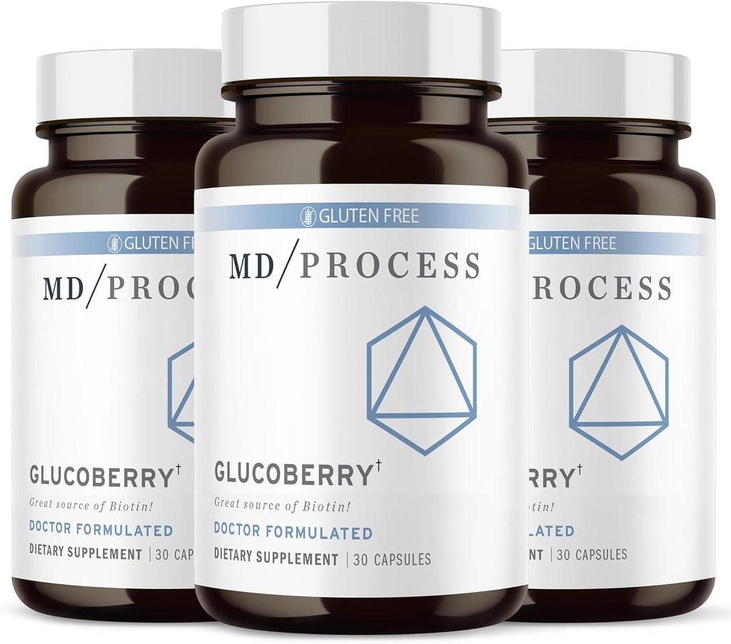 GlucoBerry Maqui Berry לחלץ עם Chromium Picolinate עבור תמיכה בבריאות הדם - עם biotin ו-התעמלותnema סילבסטר - דוקטור פורמולה 30 קפסולות, 3 Pack