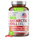 Purity Labs אנטארקטיקה קריל שמן 2000 מ"ג אומגה 3 עם תוספי Astaxanthin 800mcg לתמוך זיכרון עשיר אומגה 3, Fatty Acids, DHA, EPA & Phospholipids - 60 Softgels