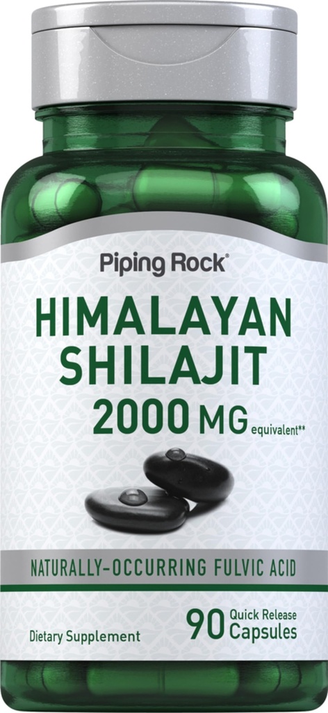 Piping Rock Shilajit קפסולות | 2000 מ"ג | 90 ספירה | ההימלאיה Fulvic Acid