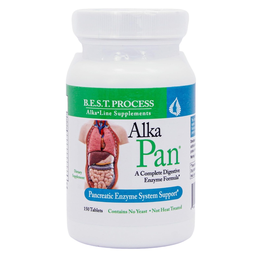 AlkaPan Best Process Alkaline - תוספי תזונה טבעיים - Pancreatic Enzymes with Antioxidant-Rich Superfoods & Digestive Herbs