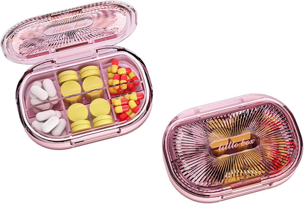 Small Pill Box, Moisture Proof Pill Case, Travel Pill Organer for Pocket Purse, Daily Portable Medicine, Fish Oil, תוסף (Pink)