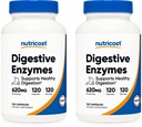 Accost Digestive Enzymes 620 מ"ג, 120 קפסולות Veggie (2 בקבוקים) - תוסף Enzyme המלא