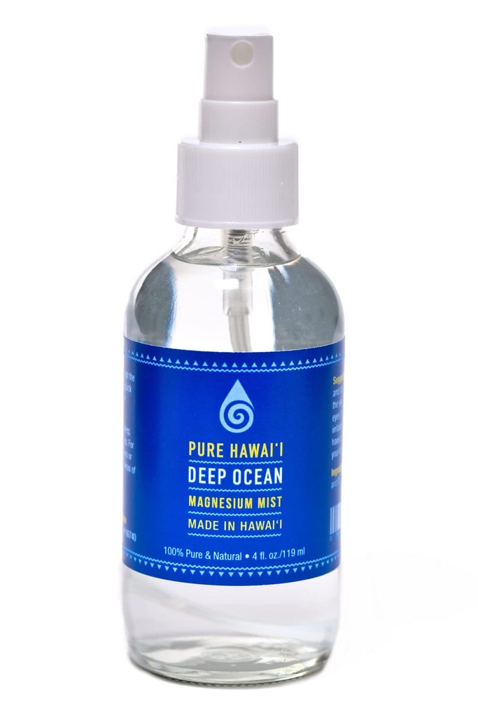 Pure הוואי Deep Ocean Magnesium Mist Spray 100% טהור וטבע 4oz. בקבוק - מגנזיום טהור Chloride - מיוצר בהוואי