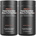 Codeage Men's Daily Multivitamin - 25+ Essentials & מינרלים, אורגני Whole Foods, Probiotics, אומגה 3, Zinc, ויטמין A, B, C, D, E & K, 2 Pack