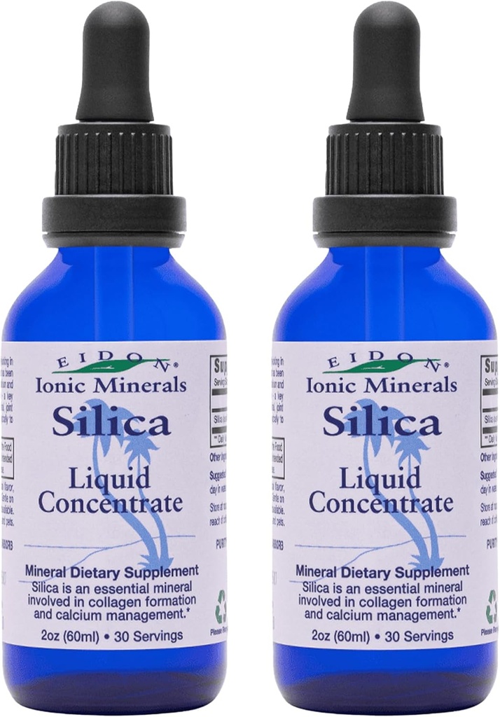 Edon נוזל Silica מינרלים ריכוז - תוספת Silica לשיער, עור וציפורים, Silica טיפות לתמוך ייצור Collagen, לא תוספת סוכר - 2 oz, 2 Pack