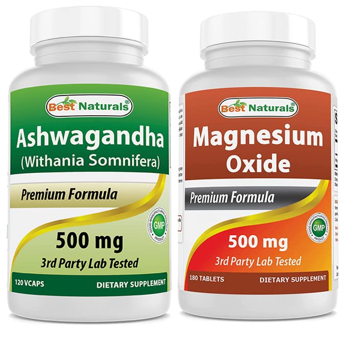הטוב ביותר Naturals Ashwagandha לחלץ 500 Mg & Magnesium Oxide 500 מ"ג