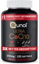 Qunol CoQ10 100 מ"ג Softgels, Qunol Ultra CoQ10 100 מ"ג, 3x Better Absorption, Antioxidant for Heart Health & Energy Production, Coenzyme Q10 ויטמינים ותוספים, 120 Count (Pack of 24)