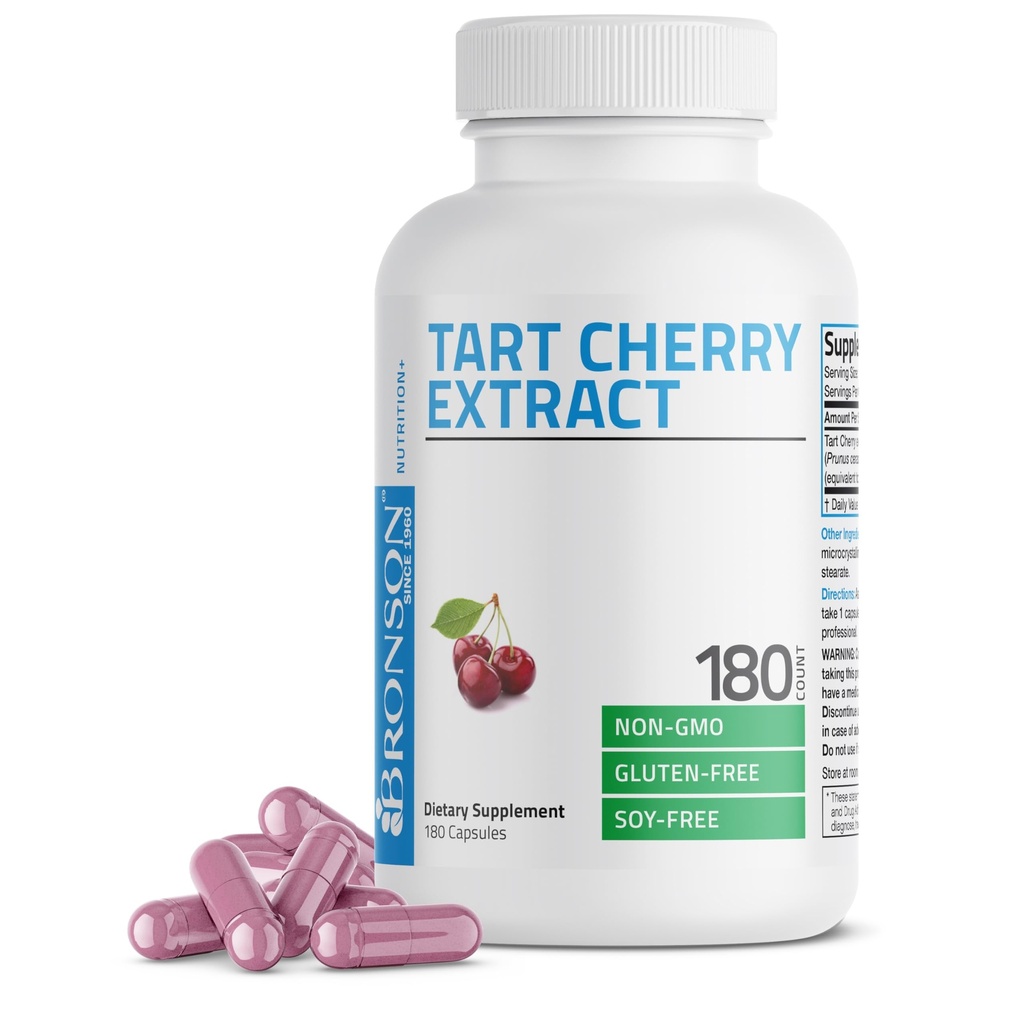 Bronson Tart Cherry לחלץ 2,500 מ"ג קפסולות צמחוניות עם Antioxidants ו פלבנואידים שאינם GMO, 180 הרוזן