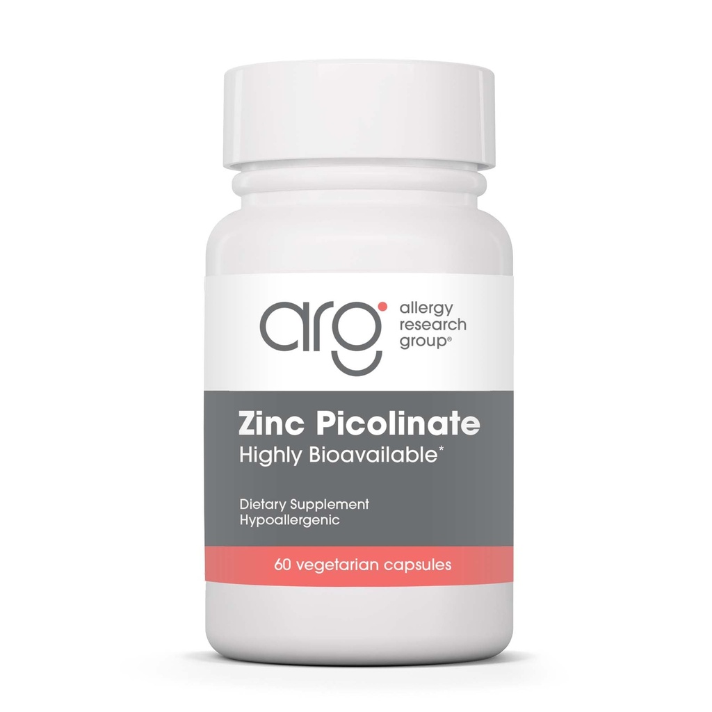Allergy Research Group Zinc Picolinate תוסף - תומך בתגובת בריאות נורמלית, ביו-זמינות גבוהה, Well-Absorbed, Hypoallergenic, Vegetarian קפסולות - הרוזן 60
