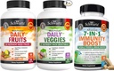 BioSchwartz Daily Fruits and Veggies תוספת לנשים וגברים (2 חודשים אספקה) בתוספת 7 ב 1 Immune תמיכה תוספת עם אנטי-חמצן (2 חודשים אספקה)