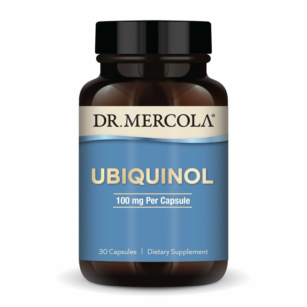 Dr. Mercola Ubiquinol - 100 מ"ג Ubiquinol - תומך בייצור אנרגיה - תוספת אנטי-חמצן - non-GMO, Gluten-Free & Soy-Free - 30 קפסולות (30 משרתים)