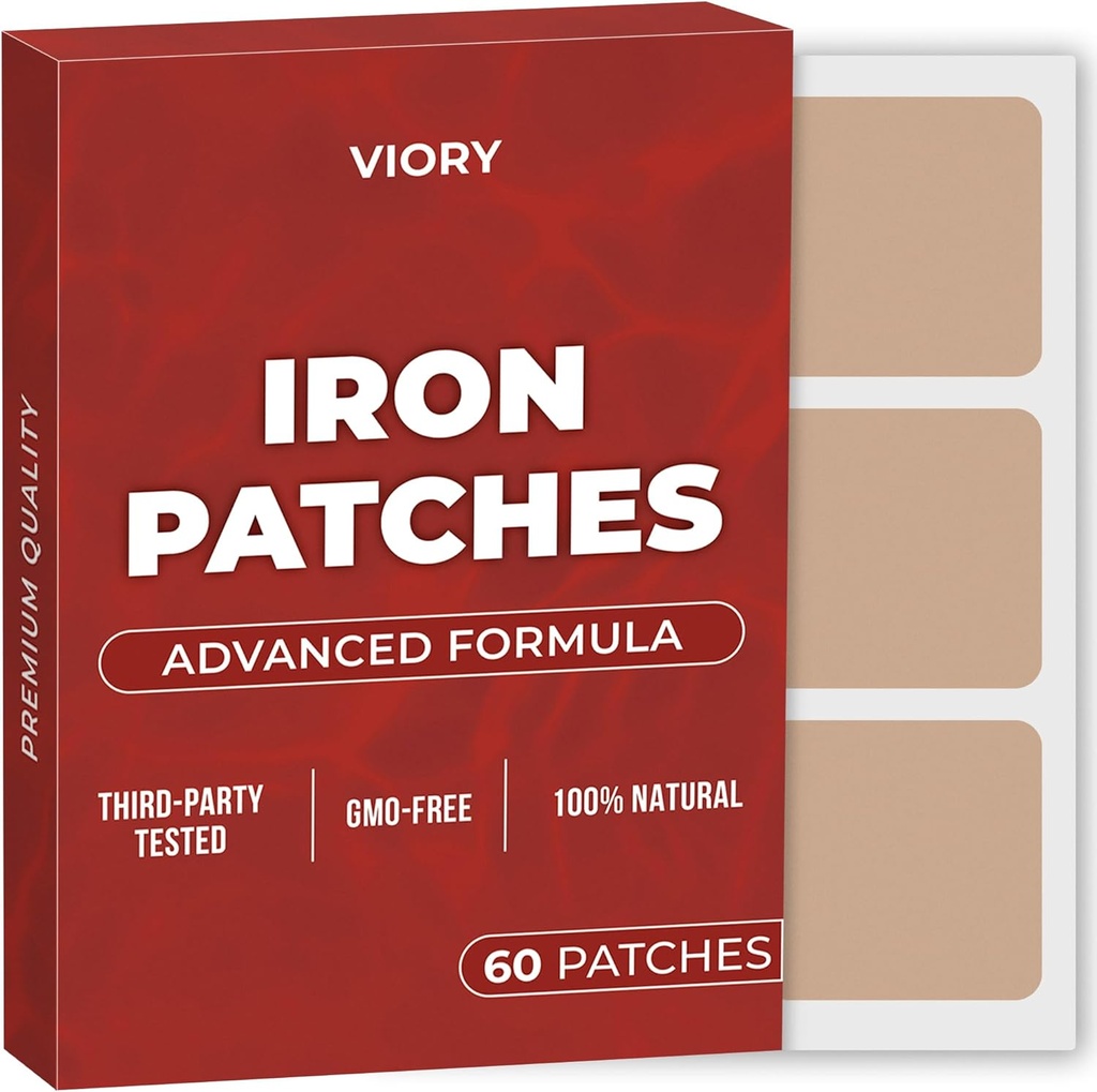 Iron Patches (Pack of 60) - 100% Natural Patch לנשים וגברים - עם Biotin - אנרגיה, פוקוס וגוף תמיכה - שיפור פורמולה