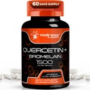 Quercetin עם תוסף Bromelain - 1500 מ"ג - Immune Support and Heart Health כמוסות עבור גברים ונשים, תוספי Quercetin עוזרים תמיכה משותפת & מערכת הנשימה בריאה - 120 Count Count Count