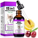 Cat Multivitamin, 15 ב 1 Cat ויטמינים נוזל טיפות תוספי בריאות הלב, העצמות, Joint, Skin & Coat, Bladder, Immune System Support 60 מ"ל