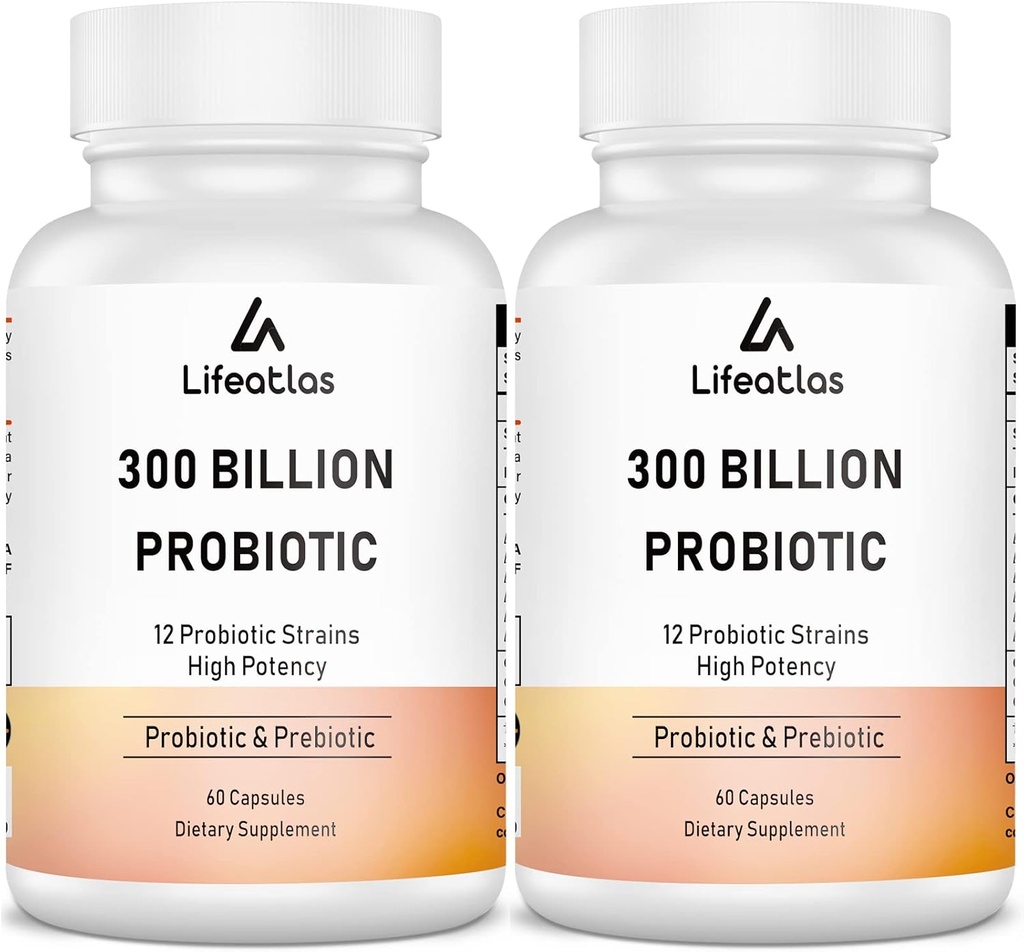 300 מיליארד CFU Probiotics - Probiotics for Women and Men, 12 Probiotic Strains Plus Prebiotic, Max Potent for Total Digestive & Gut Health, Immune Support, Shelf Stable - 120 קפסולות