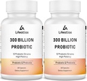 300 מיליארד CFU Probiotics - Probiotics for Women and Men, 12 Probiotic Strains Plus Prebiotic, Max Potent for Total Digestive & Gut Health, Immune Support, Shelf Stable - 120 קפסולות